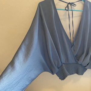 Express loose silky light blue top
